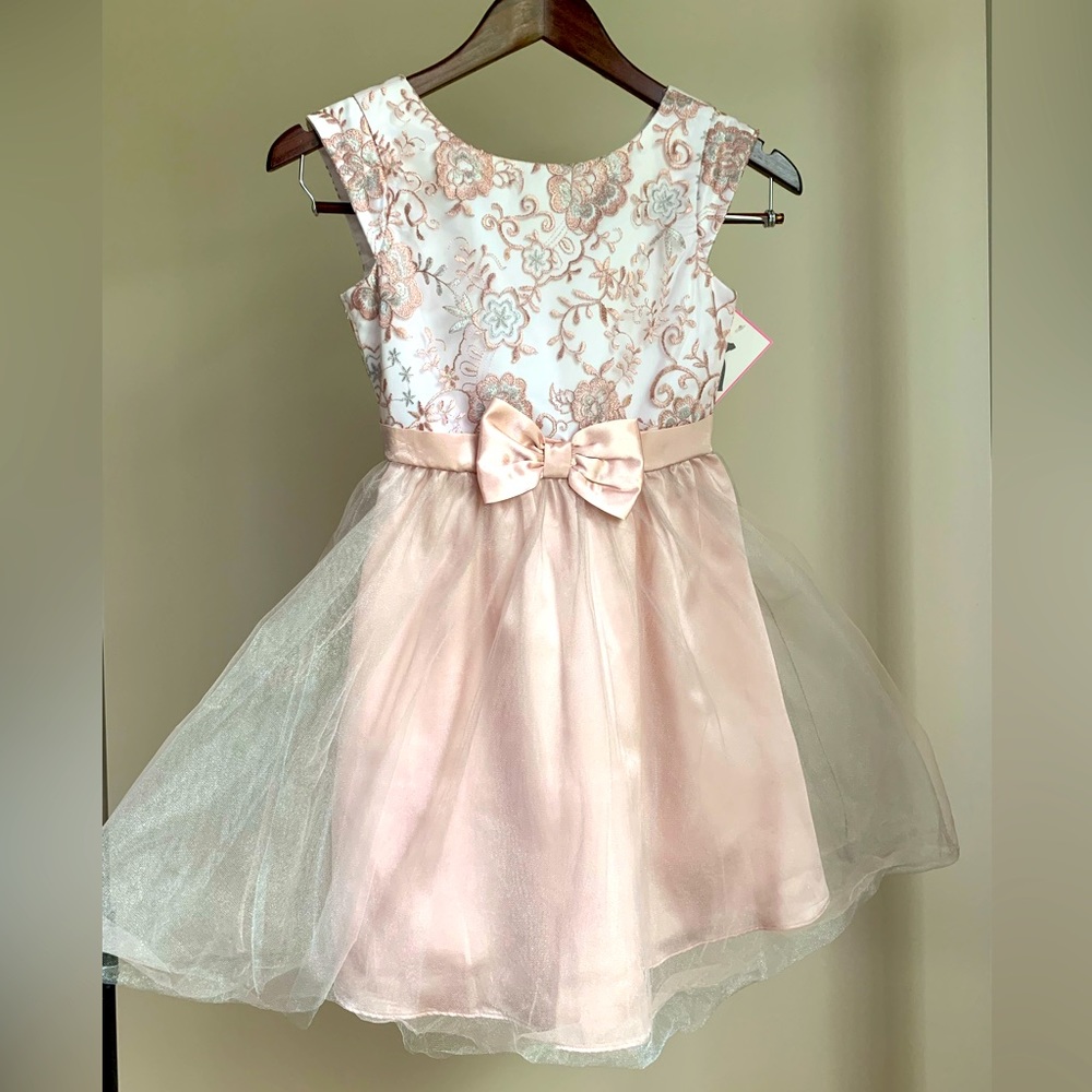 Rare Editions (size 10 Girls) NWT Mauve Tulle dress w/ embroidery details